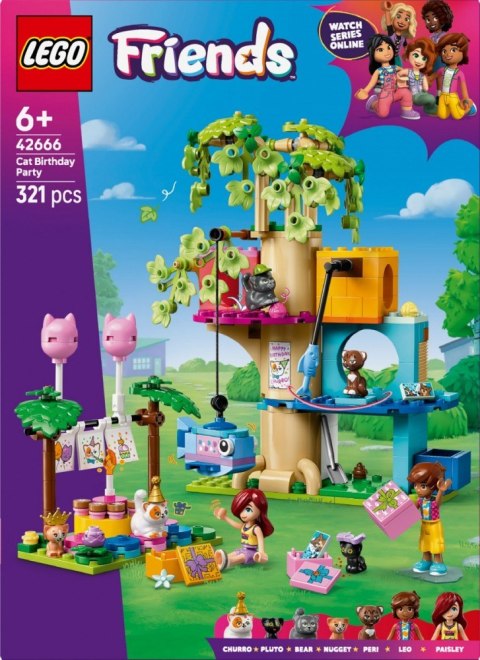 LEGO Klocki Friends 42666 Kocie przyjęcie urodzinowe i domek na drzewie