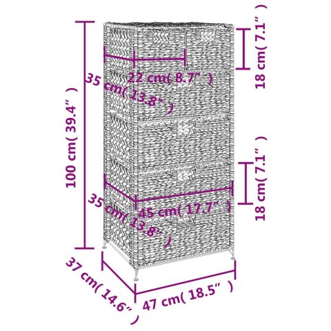 VidaXL Úložná skrinka so 6 košmi, 47x37x100 cm, vodný hyacint