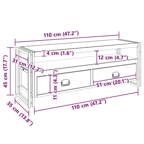 VidaXL TV skrinka 120x35x45 cm masívne mangovníkové drevo