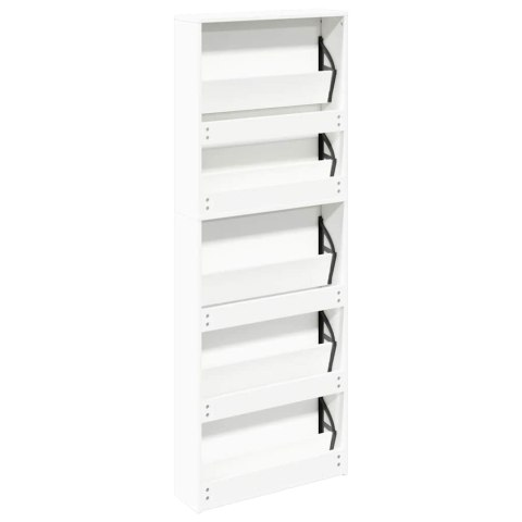 VidaXL Biely botník s 5 zrkadlovými skrinkami, 63x17x169,5 cm