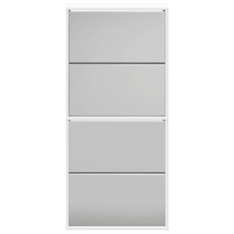 VidaXL Biely botník so 4 zrkadlovými skrinkami, 63x17x134 cm