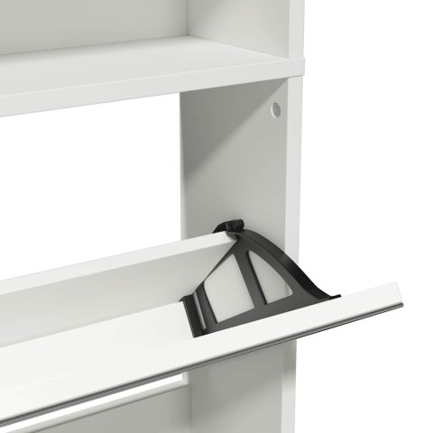 VidaXL Biely botník so 4 zrkadlovými skrinkami, 63x17x134 cm