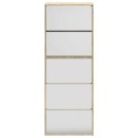 VidaXL Botník s 5 zrkadlovými skrinkami, farba dubu, 63x17x169,5 cm