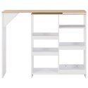 VidaXL Barový stôl s pohyblivou poličkou, biely 138x39x110 cm