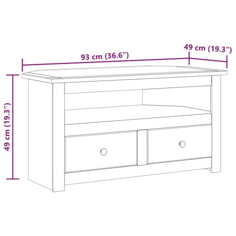 VidaXL Rohová TV skrinka 93x49x49 cm borovicový masív Panama Range