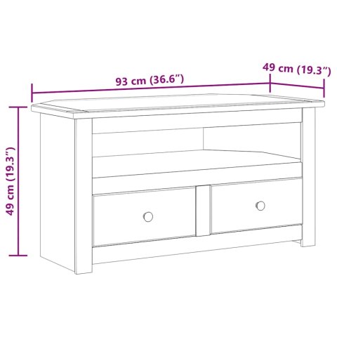 VidaXL Rohová TV skrinka biela 93x49x49 cm borovicový masív Panama Range