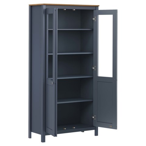 VidaXL Vysoká skrinka Hill, sivá 85x37x170,5 cm, borovicový masív