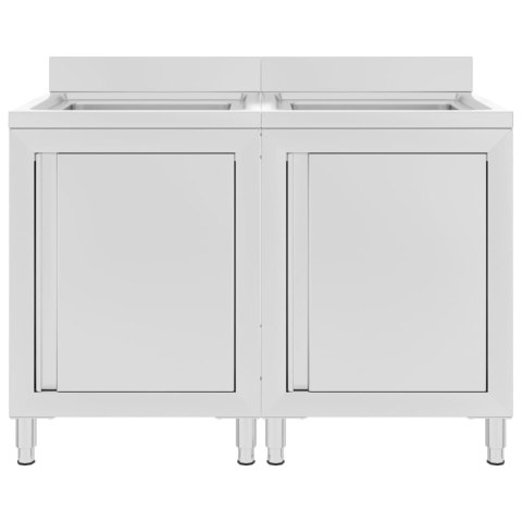 VidaXL Gastro kuchynské drezy so skrinkami 2 ks nehrdzavejúca oceľ