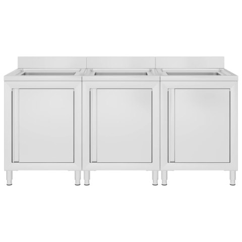 VidaXL Gastro kuchynské drezy so skrinkami 3 ks nehrdzavejúca oceľ