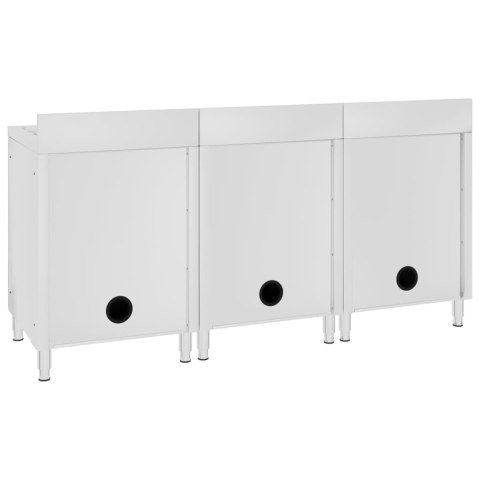 VidaXL Gastro kuchynské drezy so skrinkami 3 ks nehrdzavejúca oceľ