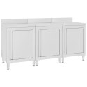 VidaXL Gastro pracovný stôl so skrinkami 180x60x96 cm nehrdzavejúca oceľ