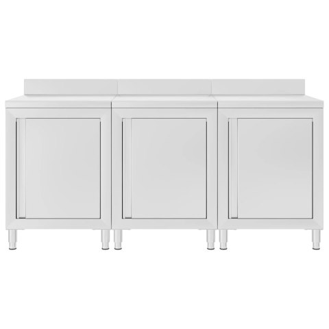 VidaXL Gastro pracovný stôl so skrinkami 180x60x96 cm nehrdzavejúca oceľ
