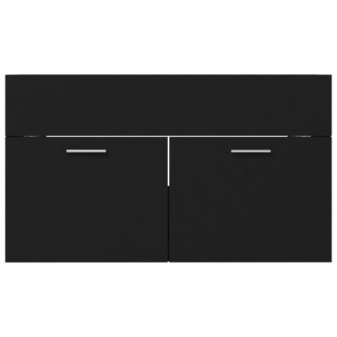 VidaXL Skrinka so vstavaným umývadlom čierna kompozitné drevo