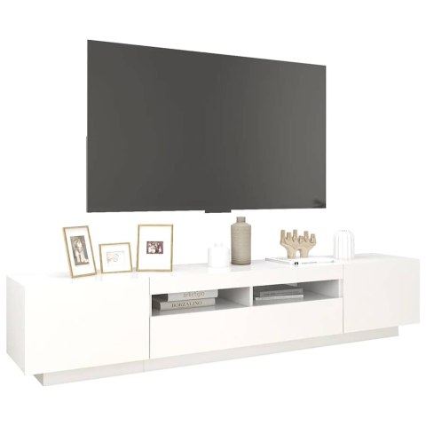 VidaXL TV skrinka s LED svetlami biela 200x35x40 cm