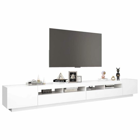 VidaXL TV skrinka s LED svetlami biela 300x35x40 cm