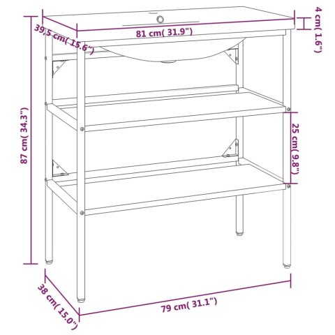 VidaXL Skrinka do kúpeľne so vstavaným umývadlom čierna železo
