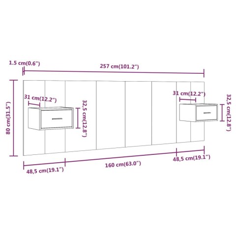 VidaXL Čelo postele so skrinkami biele spracované drevo