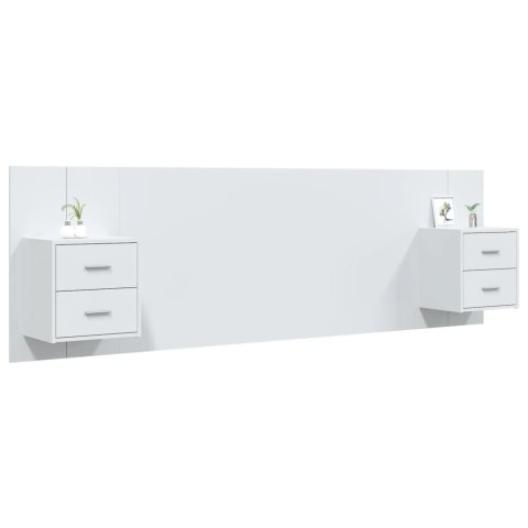 VidaXL Čelo postele so skrinkami biele spracované drevo