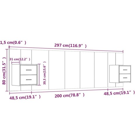 VidaXL Čelo postele so skrinkami biele spracované drevo