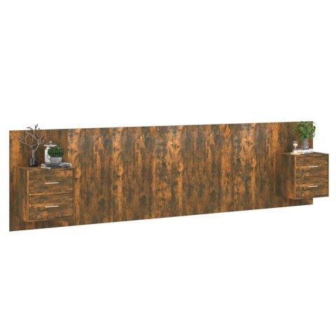 VidaXL Čelo postele so skrinkami dymový dub spracované drevo