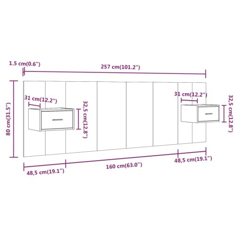 VidaXL Čelo postele so skrinkami sivé sonoma spracované drevo