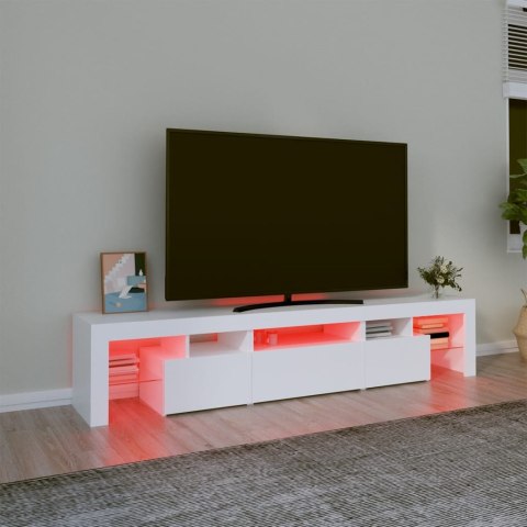 VidaXL TV skrinka s LED svetlami biela 200x36,5x40 cm
