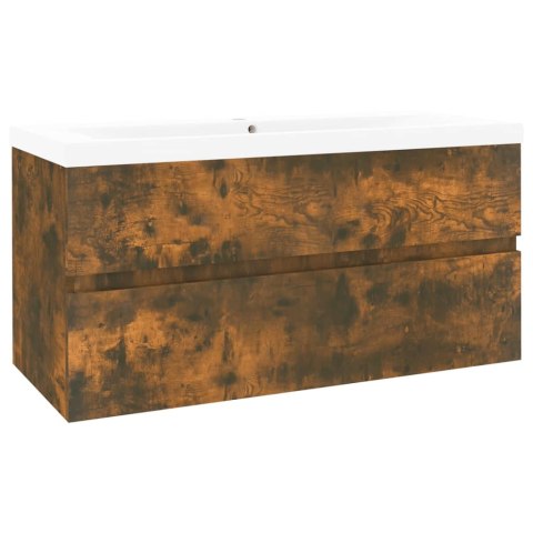VidaXL Umývadlová skrinka so vstavaným umývadlom dymový dub spr. drevo