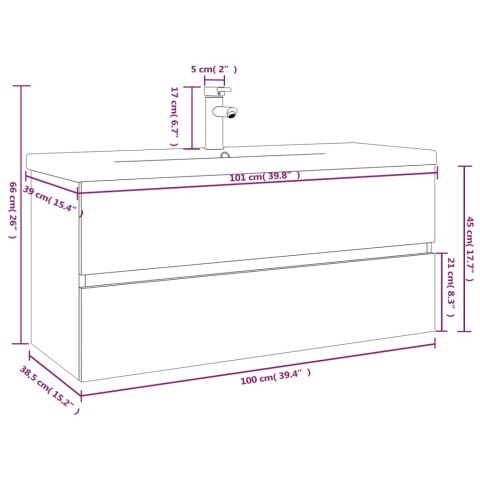 VidaXL Umývadlová skrinka so vstavaným umývadlom sivá sonoma drevo