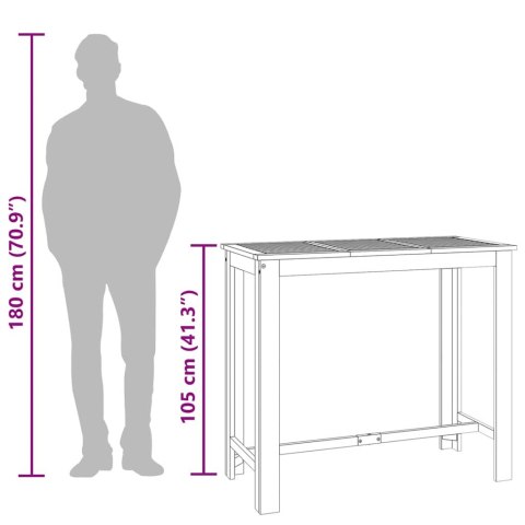 VidaXL Záhradný barový stôl 120x60x105 cm akáciové masívne drevo
