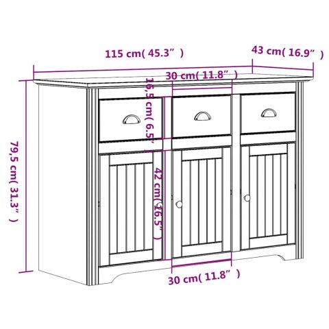 VidaXL Vysoká skrinka BODO biela a hnedá 115,5x43x200,5cm cm borovica