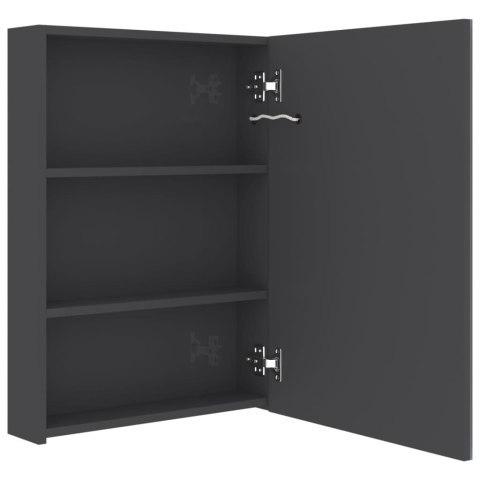 VidaXL LED kúpeľňová zrkadlová skrinka žiarivá sivá 50x13x70 cm