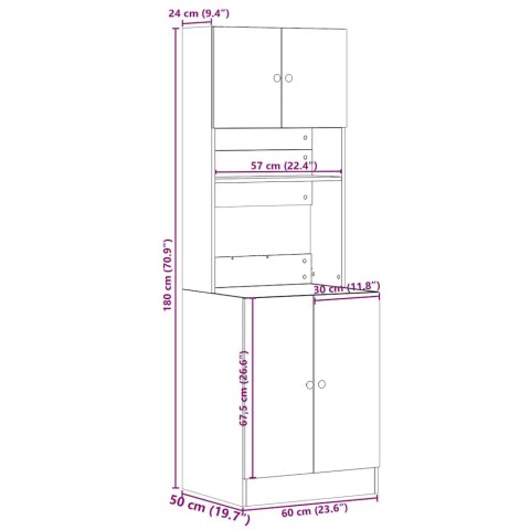 VidaXL Kuchynská skrinka sivá sonoma 60x50x180 cm kompozitné drevo
