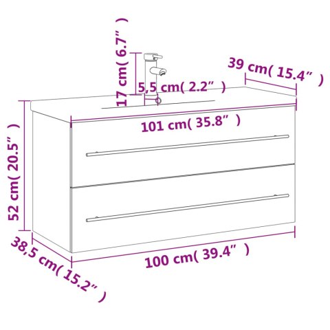VidaXL Kúpeľňová umývadlová skrinka so zabudovaným umývadlom čierna