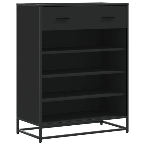 VidaXL Skrinka na topánky, čierna 75x38x97,5cm, kompozitné drevo a kov