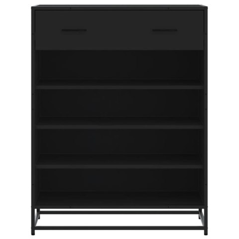 VidaXL Skrinka na topánky, čierna 75x38x97,5cm, kompozitné drevo a kov