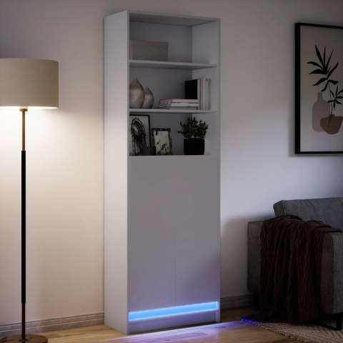 VidaXL Vysoká skrinka s LED biela 69x32,5x200 cm kompozitné drevo