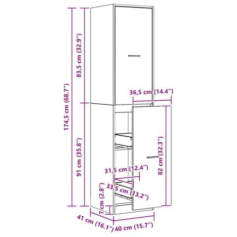 VidaXL Skrinka na lieky dub artisian 40x41x174,5 cm kompozitné drevo