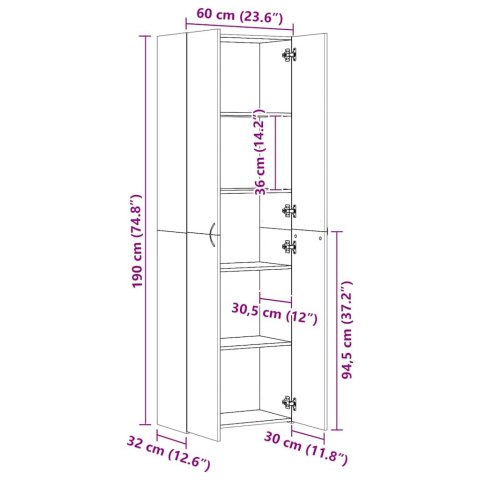 VidaXL Vysoká skrinka dub artisan 60x32x190 cm spracované drevo