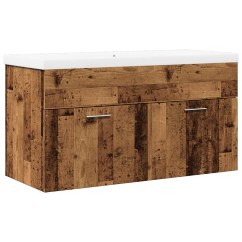 VidaXL Kúpeľňová skrinka pod umývadlo so vstavaným umývadlom Old Wood