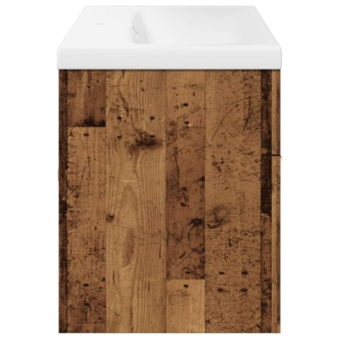 VidaXL Kúpeľňová skrinka pod umývadlo so vstavaným umývadlom Old Wood