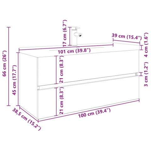 VidaXL drezová skrinka so vstavaným umývadlom a batériou Artisan Dub