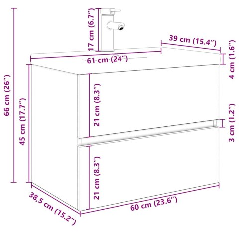 VidaXL drezová skrinka so vstavaným umývadlom a batériou Old Wood
