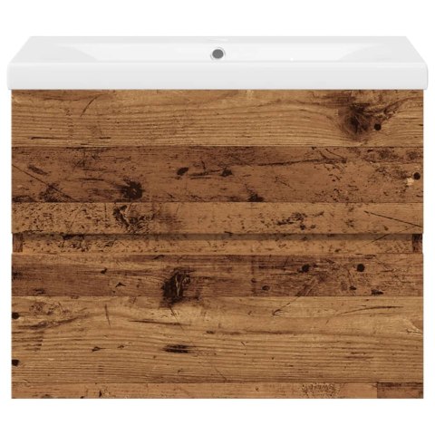 VidaXL skrinka pod umývadlo so vstavaným umývadlom Old Wood