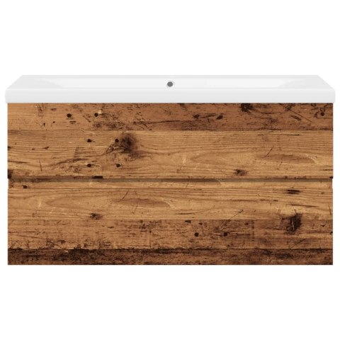 VidaXL skrinka pod umývadlo so vstavaným umývadlom Old Wood