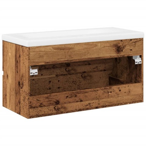 VidaXL skrinka pod umývadlo so vstavaným umývadlom Old Wood