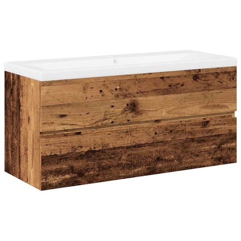 VidaXL skrinka pod umývadlo so vstavaným umývadlom Old Wood