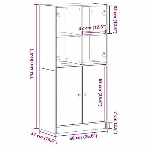 VidaXL Highboard Čierny dub 68 x 37 x 142 cm