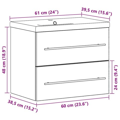 VidaXL Kúpeľňová skrinka pod umývadlo so zásuvkou 2 pcs Staré drevo