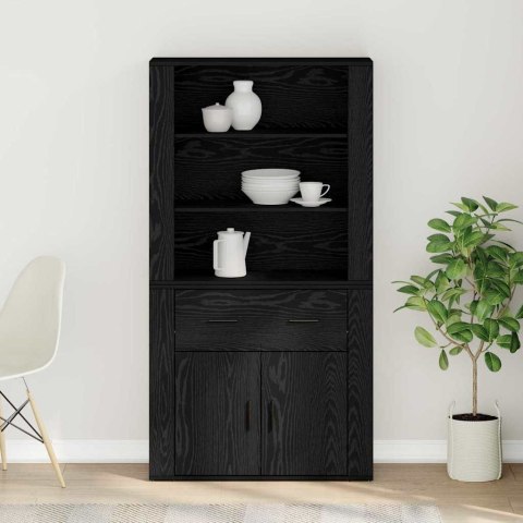 VidaXL Highboard Čierny dub 80 x 33 x 150 cm Kompozitné drevo