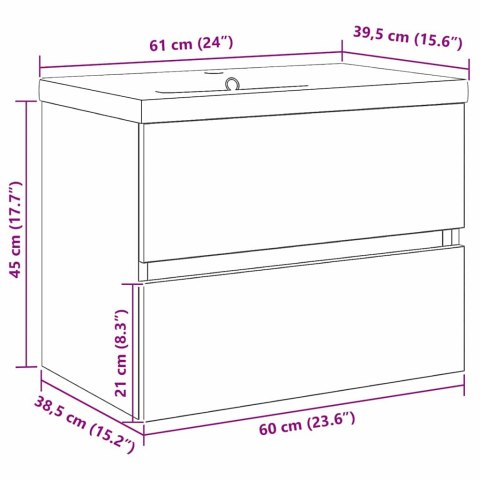 VidaXL Kúpeľňová skrinka pod umývadlo Čierny dub 80 x 39 x 62 cm